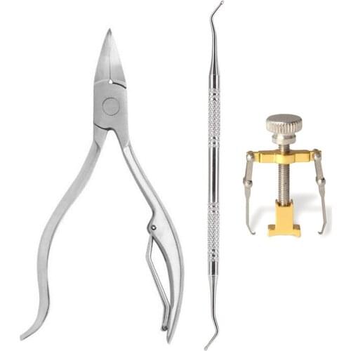3pcs/set Ingrown Toe Nail Correction Tool Fixer Recover Pedicure Tool + Toe Nail Lifter + Nail Cuticle Nipper Clipper