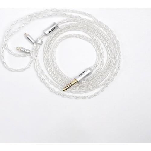 BQEYZ Earphone Cable 8 Core Plated Silver 0.78mm 2 Pin In-Ear Monitor Balanced Hifi Gaming Earbuds Detachable Replacement Wire