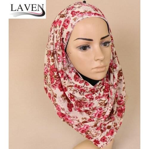 Laven High Quality JERSEY Printed Flower Scarf/scarves Elastic Polyester fiber shawls Fashion Popular Muslim Hijabs 180*80cm