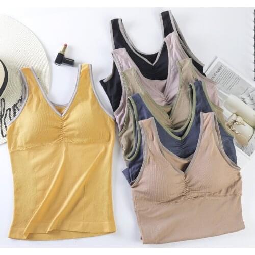 Linbaiway Sexy Womens Seamless Tube Top Camisole with Wire Free Push Up Underwear Female Tank Top Camis