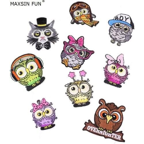 10PCS Fashion Embroidered Small Bird Patches for Clothing Applique for Jeans DIY Accessories Cute Owl Iron on Patches