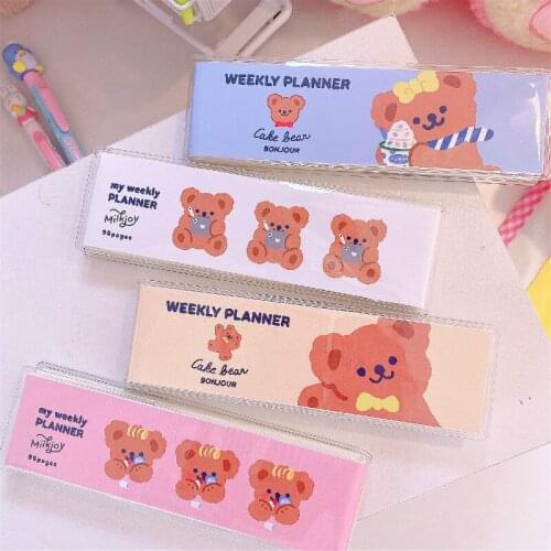 1 Pcs Lovely Bear Girl Mini Notebook Pocket Vocabulary Card Writing Reciting Word Book School Office Stationery