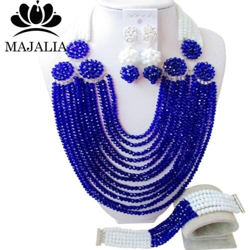 Fashion African beads jewelry set Royal Blue crystal beads bride jewelry nigerian wedding african beads jewelry Set GG-462