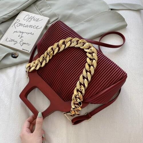 Fashion Thick Chain Small PU Leather Shoulder Crossbody Bags with Short Handle for Women 2021 Winter Luxury Simple Lady Handbags