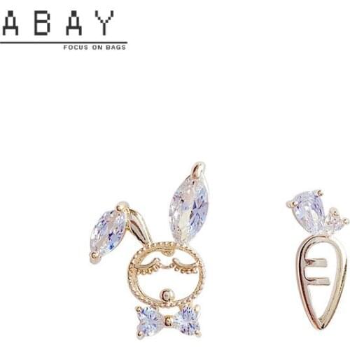 Fashion Hot Deals Rabbit Earrings Women 2020 New Cute Sweet Simple Small Asymmetric Temperament High Sense Female Ear Pendant