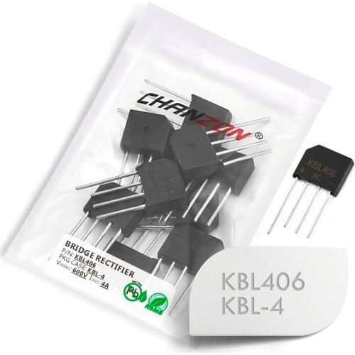 10 Pcs KBL406 Bridge Rectifier Diode 4A 600V KBL-4 (SIP-4) Single Phase Full Wave 4 Amp 600 Volt Silicon kbl 406