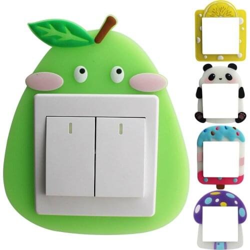 Cartoon Animal Switch Cover Decor 3D Wall Sticker Home Cartoon Soft Luminous Silicone Wall Switch Sticker Bedroom Socket Cover