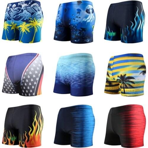 Multi Prints Men Elastic Swimming Trunk Swimwear Beach Swim Sport Short Briefs Surfing Summer Swimsuit Boxer Shorts Bathing Suit