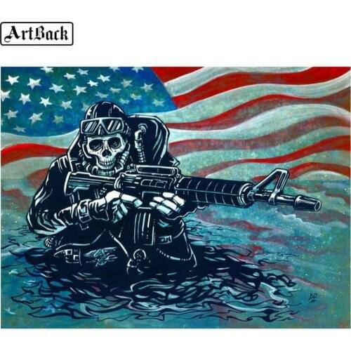USA Flag Skull Soldier 5d Diamond Painting Cross Embroidered Square Diamond Mosaic Kit New Arrival Diamond Embroidery 3d