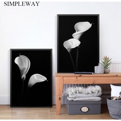 Flower Black White Poster Nordic Style Wall Art Print Canvas Painting Decorative Picture Modern Scandinavian Home Decoration