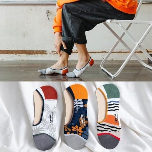 Summer And Spring Men Fashion Cotton Invisible Short Heel Boat Trend Floor Socks Ankle Low Personalized Shallow Breathable Male