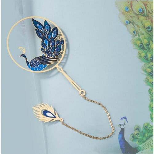 New Metal Animal Bookmark Set Chinese Style Panda Sika Gift Page Student Deer Peacock Bamboo Holder For Teacher Stationery Q4P4