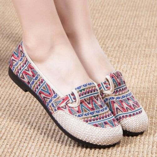 New Womens Loafers Ladies Ballet Flats Folk-custom Espadrilles Slip-on Shoes Comfort Female Soft Waliking Shoes