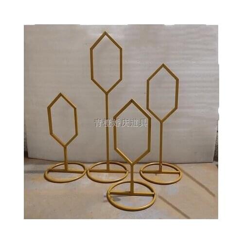 Sens wedding props hexagon iron art ornaments gold geometry iron frame welcome personality decoration flower frame