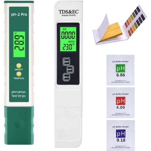Portable Digital Temperature TDS EC PH Meter Test Pen Set LCD Display Litmus Tester for Water Quality Purity Detector