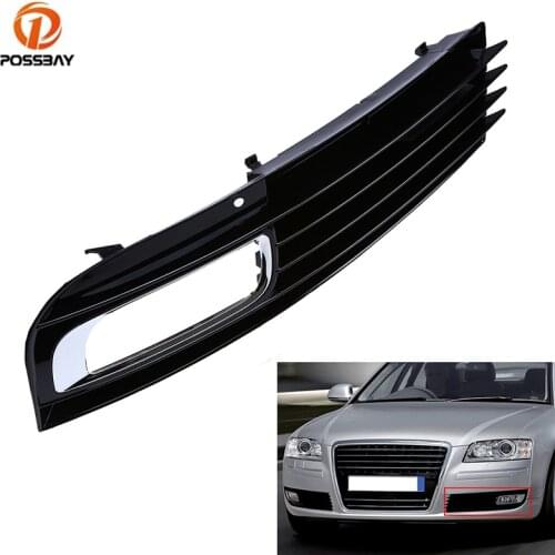 POSSBAY Car Front Lower Kidney Fog Light Grille Black Grill Car Accessories 4E0807680B Fit for Audi A8 D3 2007-2010 Faceliift