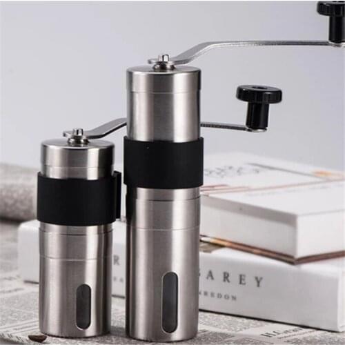 Manual Ceramic Coffee Grinder Stainless Steel Adjustable Coffee Bean Mill With Rubber Loop Ring Easy Clean Kitchen Tool Grinders