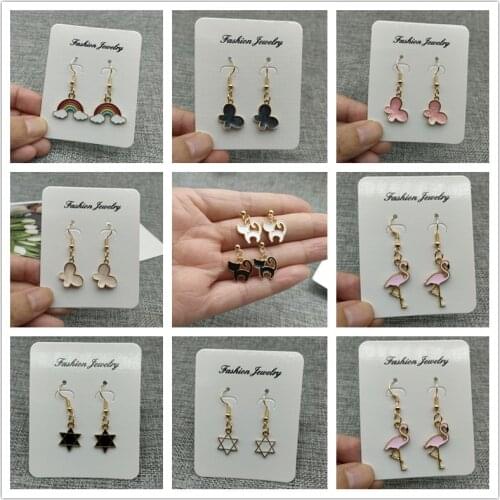 2019 New Fashion Dangling Earrings Korean Style Tready Metal butterfly star Design Statement Drop Earrings Wholesale