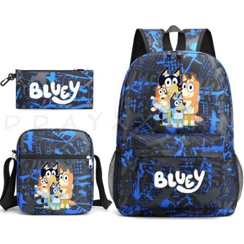 Bingo bluey Print School Backpack for School Teenager Girls Boys Cartoon Backpacks Mochilas 3pcs/set Kids School Bags