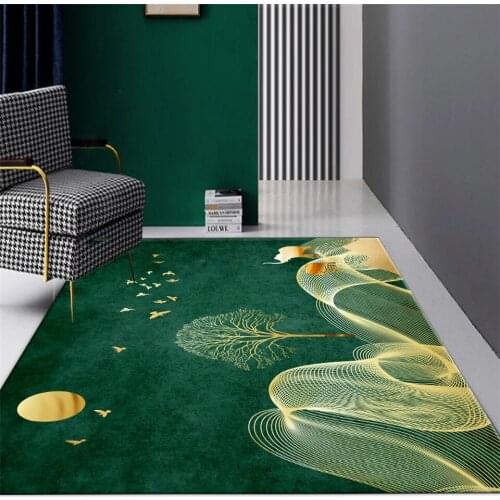 Nordic Abstract Green Golden Elephant Carpet Living Room Sofa Rug Floor Mat Beside Table Chair Bedside Mat Hallway Rug