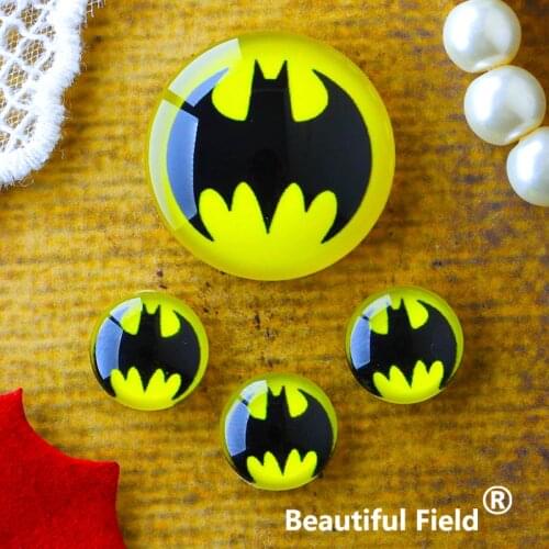 12mm 25mm 14mm 16mm 18mm 20mm Photo Glass Cabochons Round Cameo Set Handmade Settings Stone Hero Bat DCXC276