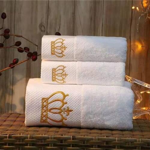 Embroidered Cotton White Hotel Towel 3-piece Face Towel Adult Bath Towel Face Towel Water Absorption Can Be Customized Logo