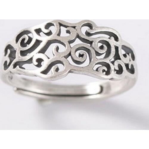 New 100% real S925 pure silver top fashion ring for woman auspicious clouds engraved 925 silver woman rings