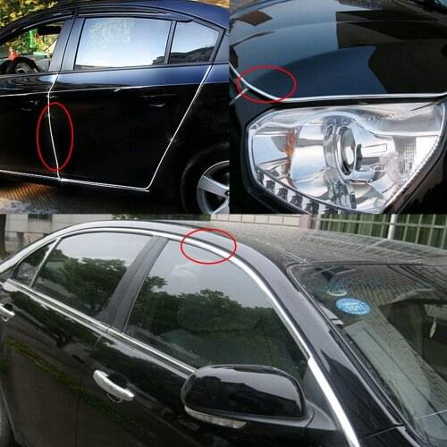 1 Roll 6.5 Feet Chrome Auto Door Edge Strip Guard Protector Moulding Bumpers Car Door Seal Trim Anti Dent Exterior Parts