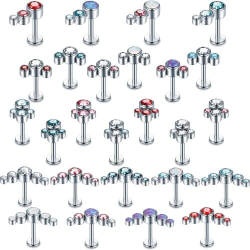 1Pc 16G Stainless Steel Ear Cartilage Tragus Helix Piercing Labret Lip Studs Ring Flower Shape Earring Piercing Body Jewelry