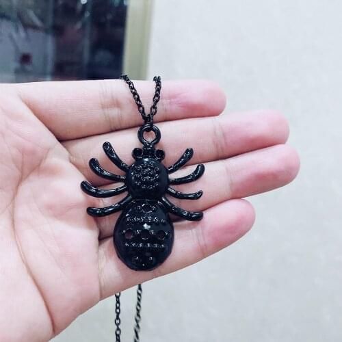 1pcs Mens Punk Vintage Retro Matte Black Widow Spider Stainless Steel Pendant Necklace Gothic Goth Jewelry Halloween Gift
