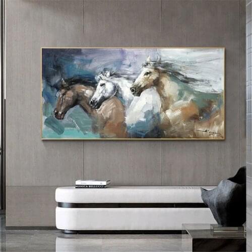 100% Hand Painted Retro Horse Abstract oil Painting Hand Made Wall Art Painting Art Paintings Living Room Home Decor(No Frame)