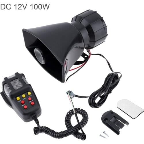 100W 12V 7 Sound Car Electronic Warning Siren Motorcycle Alarm Firemen Ambulance Loudspeaker with MIC for Car Motorcycle