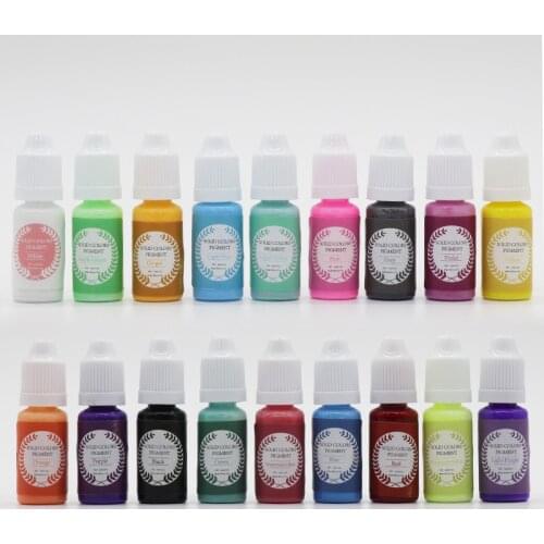 18 Colors Epoxy UV Resin Coloring Dye Liquid Epoxy Pigment Resin Colorant Fading Resistance10ml Translucent Make Jewelry Pigment