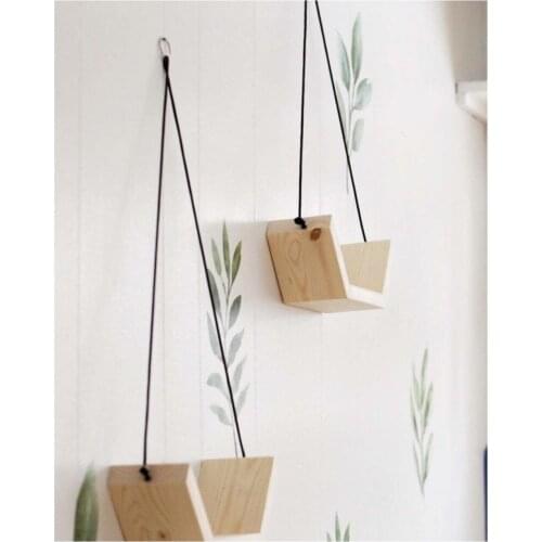 2'li Decorative Wooden Wall Shelf Bookcase Flower Bed Handmade Natural Wood Rack Decorative Shelf Robe Hook keychain
