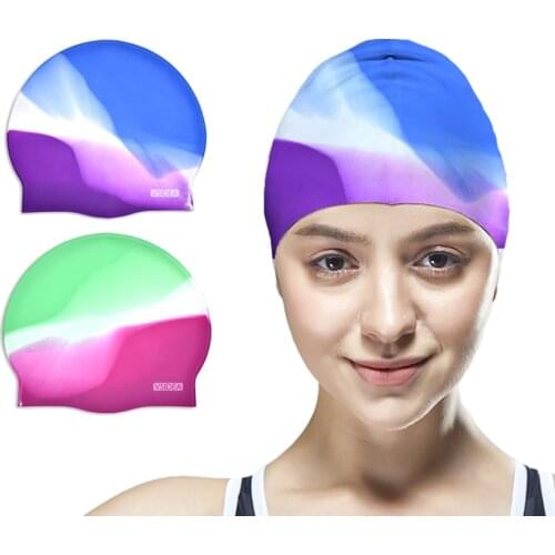 Swim Cap (2pack) Adult Comfortable Silicone Bathing Swimming Cap Long Hair Women Durable Non-Slip Waterproof with Multi Color