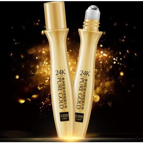 24K Pure Gold Eye Serum Roll-on Remove Dark Circles Hydrating Moisturizing Anti-Puffiness Eye Care