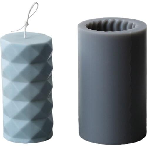 3D Cylinder Stripe Wave Candle Mold Silicone Clay Soap Mould for Making Soy Wax Beeswax Candles Handmade Art Craft Supplies