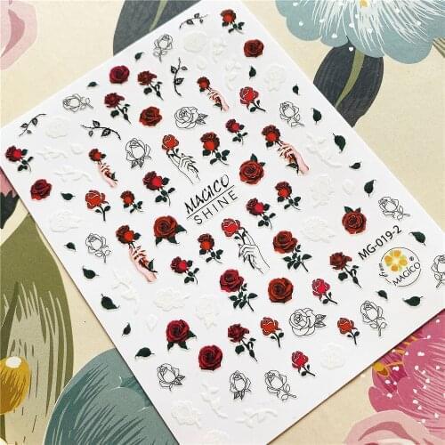 MG-019-2 Red rose flower in hand 3D Back glue Nail decal Nail sticker Nail decoration Nail art Nail tool Nail ornament