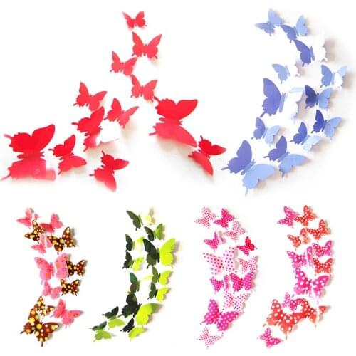 12pcs/set 3D Mirror Stereoscopic Butterflies Wall Stickers Acrylic Hollow Door Sticker Art Decals Home Decor Bedroom Wall Art