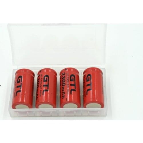 4pcs/lot 3.7v 2300mAh 16340 CR123A Rechargeable Li-ion Battery Red For LED Flashlight +Battery Storage Boxes Free shipping