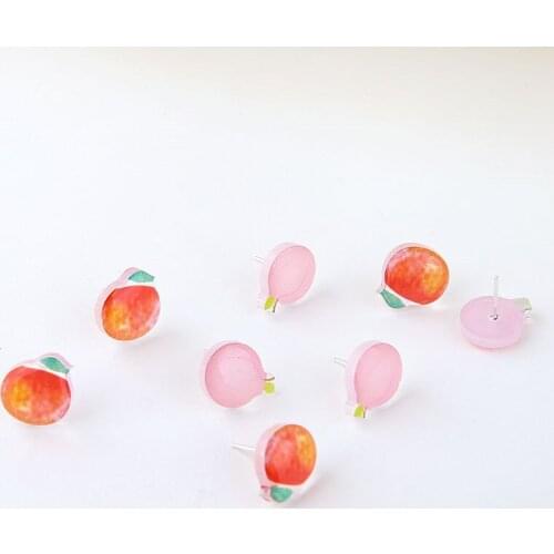 6pcs Summer Cool Girl Heart Apple Peach Pendant Banana Fruit Earrings For Women Jewelry Stud Earrings Diy Material Wholesale