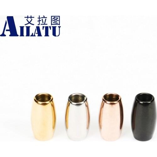 Ailatu 12x7mm Oval Stainless Steel Bracelet Back Beads Accessories for Fashion Jewelry Engrave Laser Printing Logo