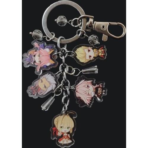 Fate/stay night Handmade Anime Key Ring Korean Style Acrylic Cartoon Keychain Boy Girl Women Pupil Birthday Jewelry Present