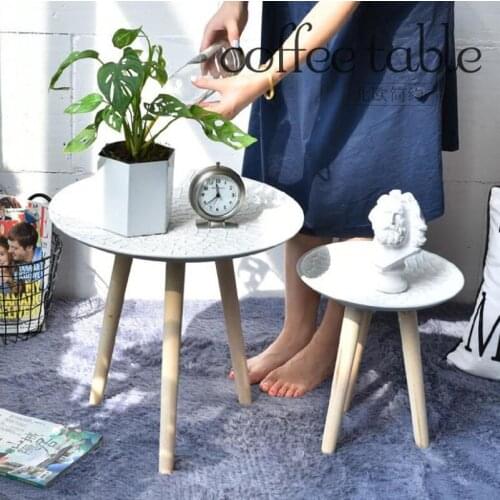 Cutelife Creative Round Nordic Wood Coffee Table Storage Tea Fruit Service Plate Tray Bed Home table Living Room Table Sofa Side