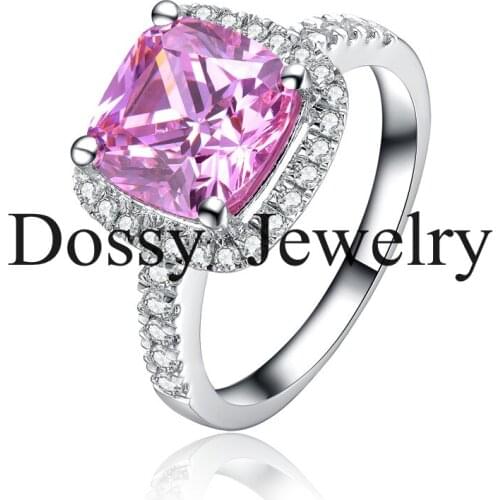 Long Lasting Promise Ring 2 Carat Cushion Cut Pink Diamond Engagement Ring A-Ok Bridal Jewelry Platinum PT950 Jewel
