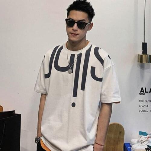 Casual Mens T Shirts Fashion High Street Punk Clothes White Oversized T Shirt Large Letter Printing Comfortable Debardeur Hommes