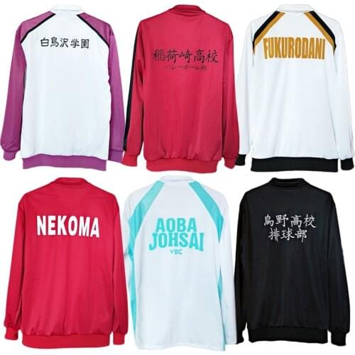 Haikyuu Karasuno Nekoma Fukurodani Aoba Johsai Shiratorizawa Hoodie Jacket Cosplay Costume Anime Men Women Jersey Sportswear