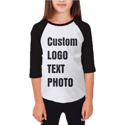 Personalised Custom Teenager Girl Middle Sleeved T Shirt Print LOGO/TEXT/PHOTO