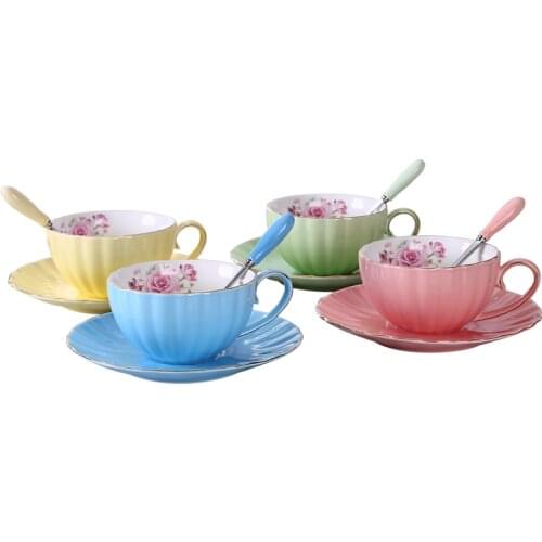 Creative color bone china pumpkin coffee cup saucer Phnom Penh embossed ceramic coffee cup 200ML