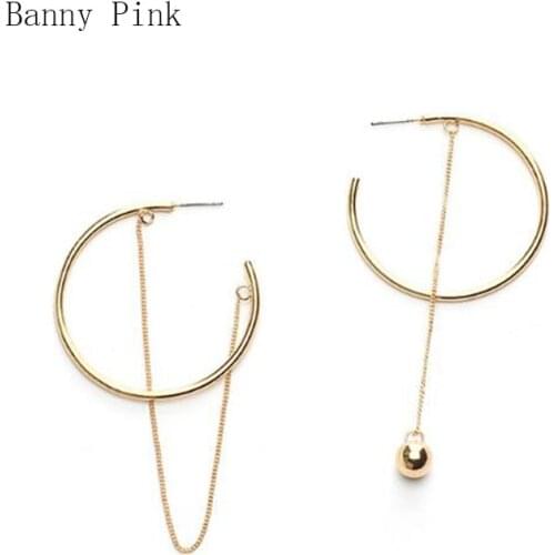 Chunky Geo Alloy Round Studs Earring For Women Asymmetrical Metal Circle Post Earring FashionJewelry Pendietes Brief Geo Earring